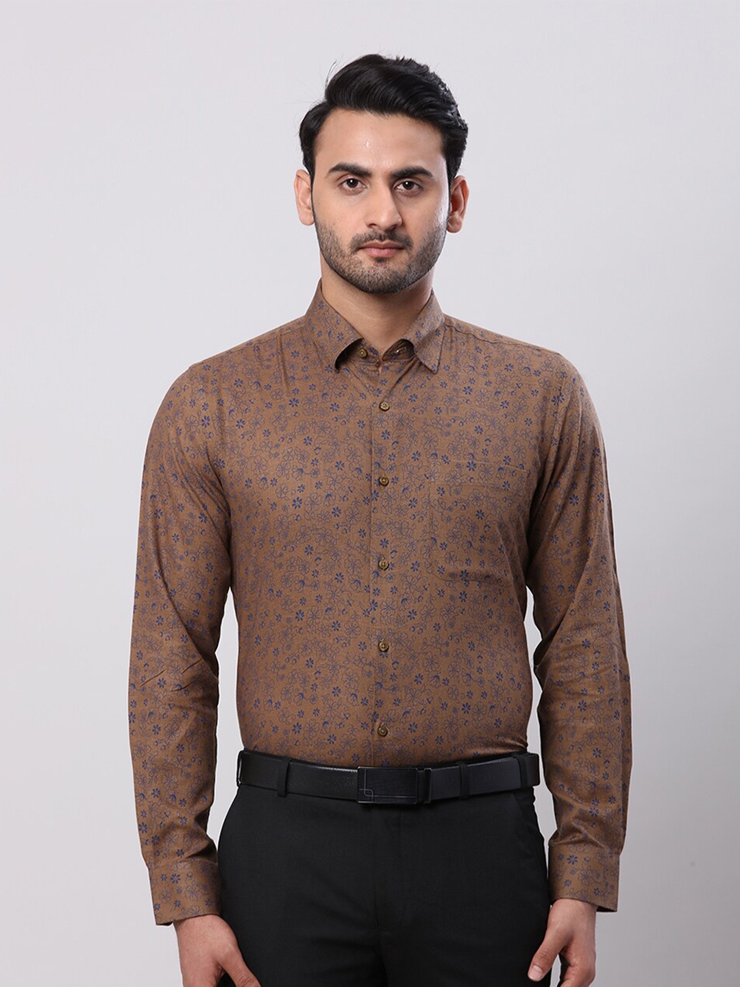 Buy Raymond Printed Contemporary Fit Button Down Collar Formal Shirt ...