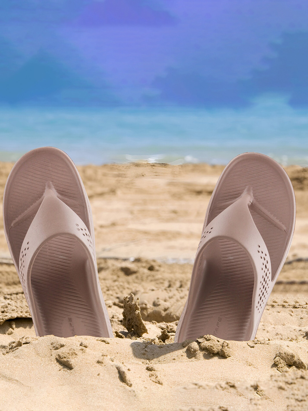 men red tape flip flops