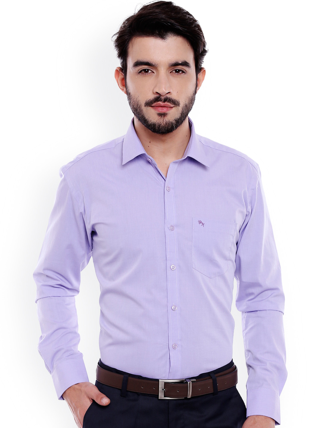 Buy DCot By Donear Men Purple Slim Fit Solid Formal Shirt Shirts for