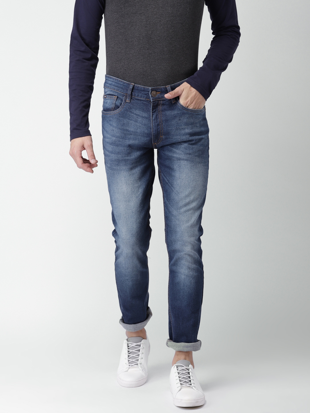 Buy HIGHLANDER Men Blue Slim Fit Mid Rise Clean Look Jeans - Jeans for ...