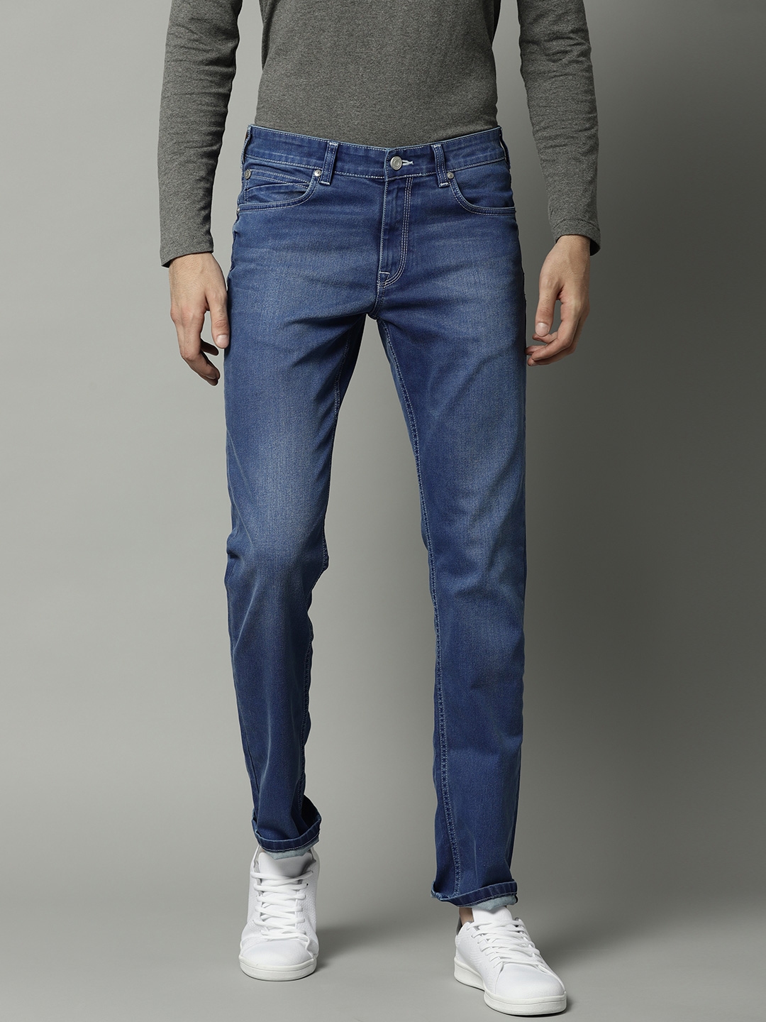 Buy French Connection Men Blue Slim Fit Mid Rise Clean Look Stretchable ...