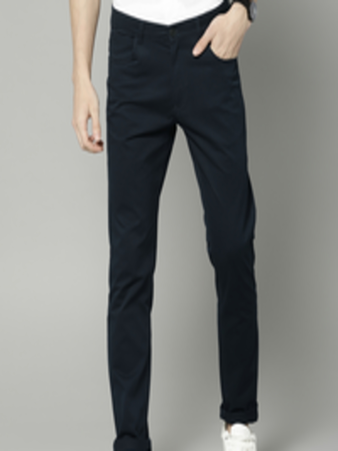 Buy French Connection Men Navy Regular Fit Solid Chinos - Trousers for ...