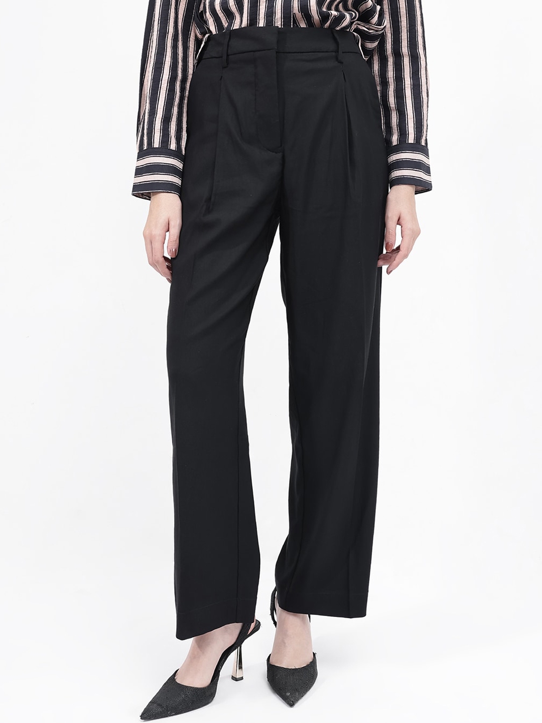 Buy RAREISM Women Straight Fit Mid Rise Trousers - Trousers for Women ...