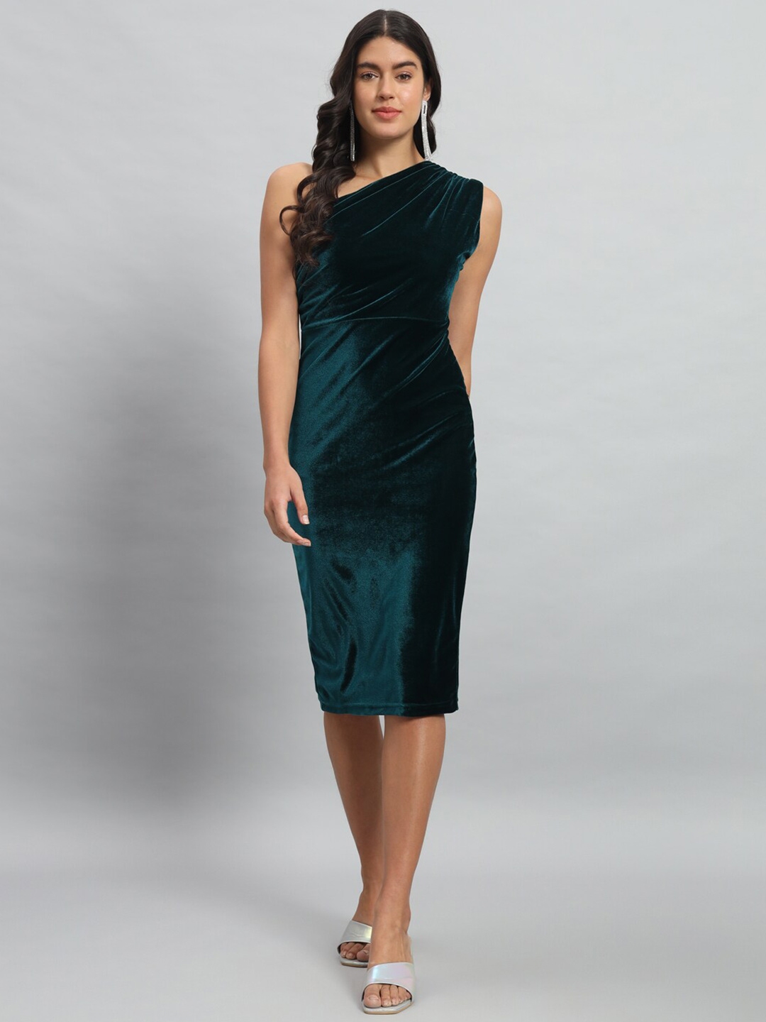Buy VAARARO One Shoulder Velvet Bodycon Midi Dress - Dresses for Women ...