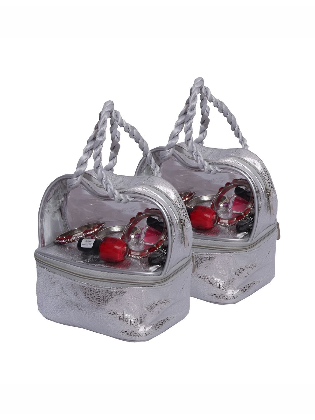 Buy Kuber Industries Silver Toned 2 Pieces Regular Makeup Organiser ...
