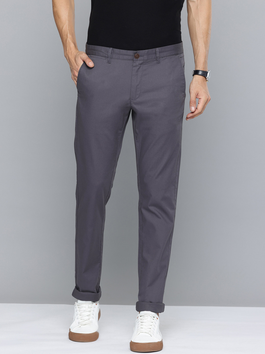 Buy Indian Terrain Men Brooklyn Slim Fit Chinos Trousers - Trousers for ...