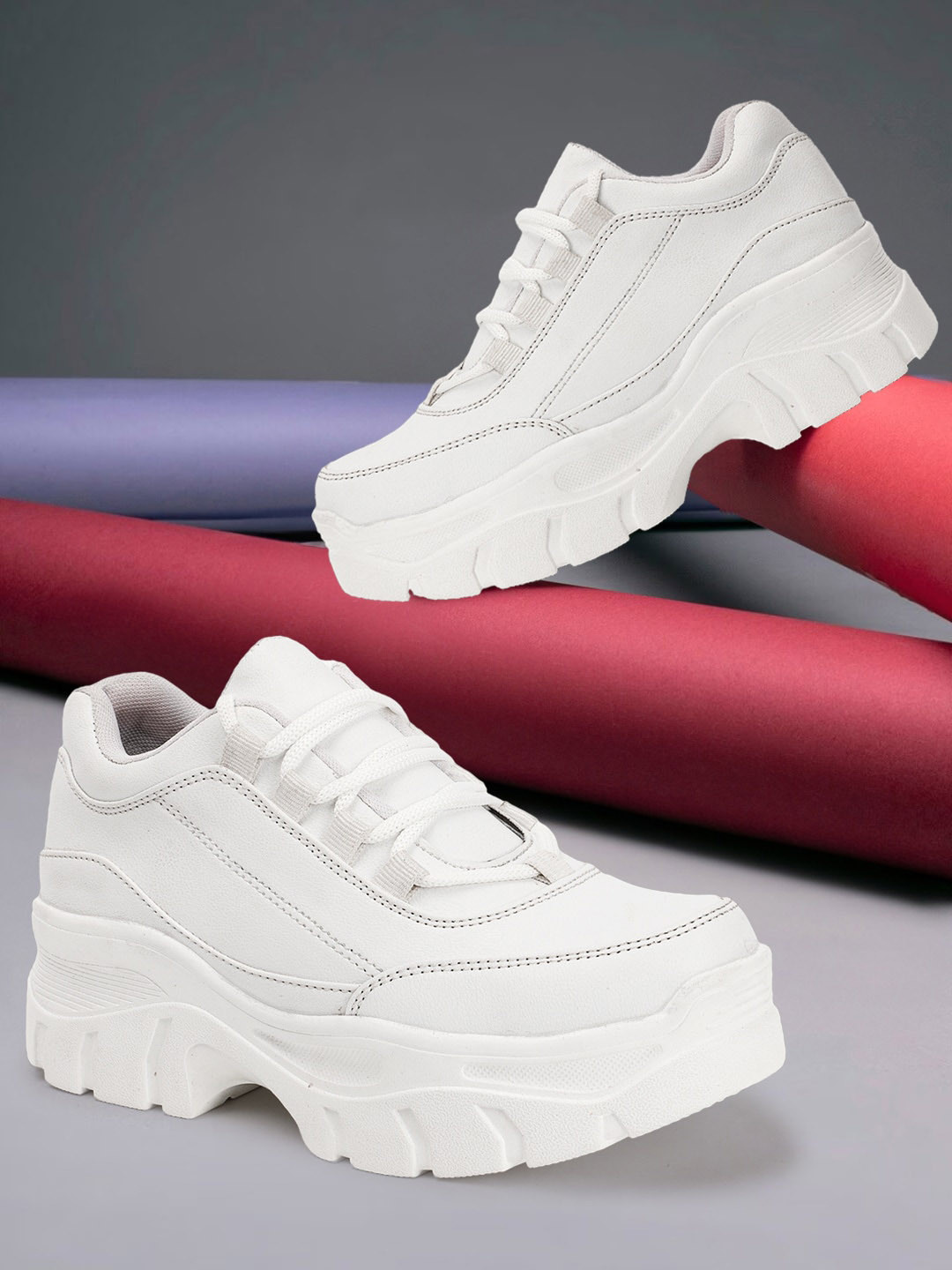 Buy VENDOZ Women Textured Lightweight Comfort Insole Lace Up Sneakers