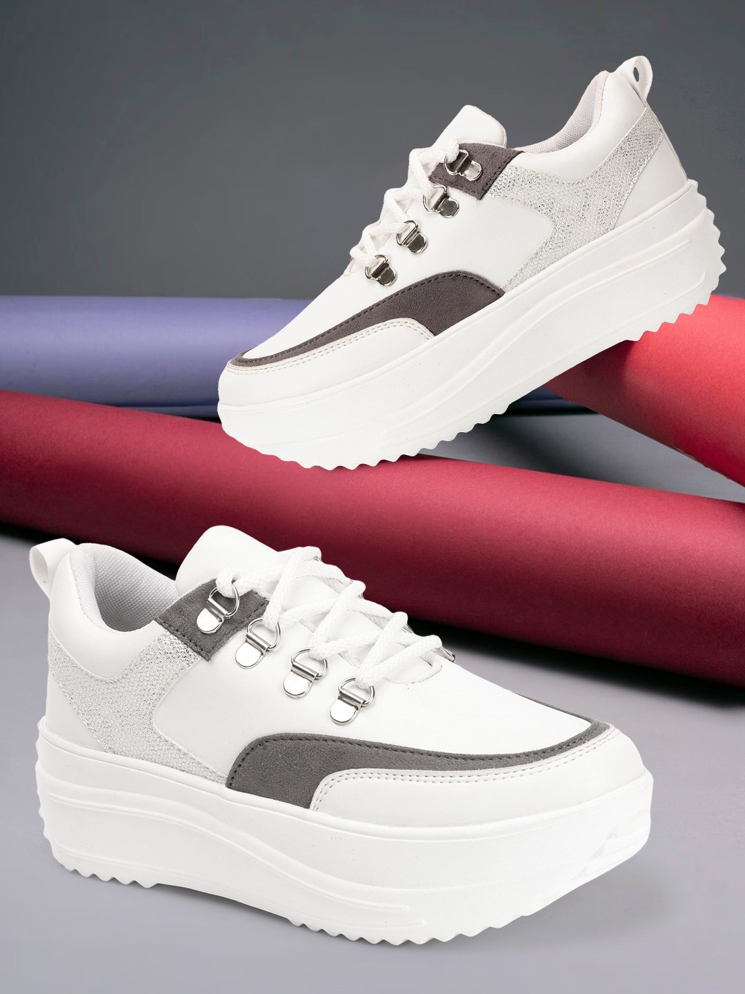 Buy VENDOZ Women Colourblocked Lightweight Comfort Insole Lace Up