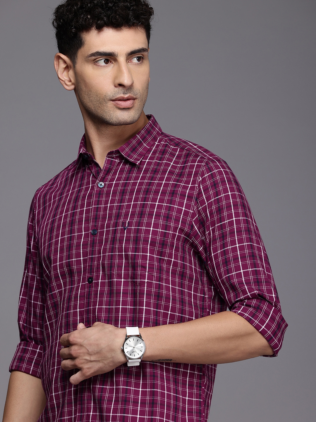 Buy Allen Solly Slim Fit Checked Pure Cotton Casual Shirt - Shirts for ...