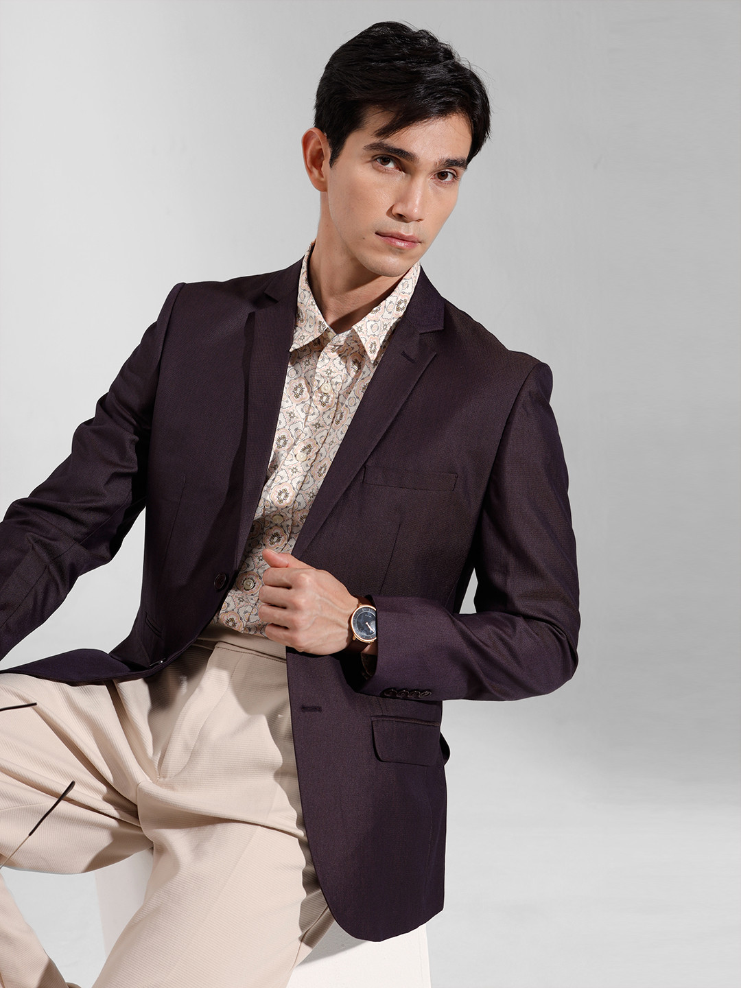 Men's Red Slim Fit Single Breasted Blazer