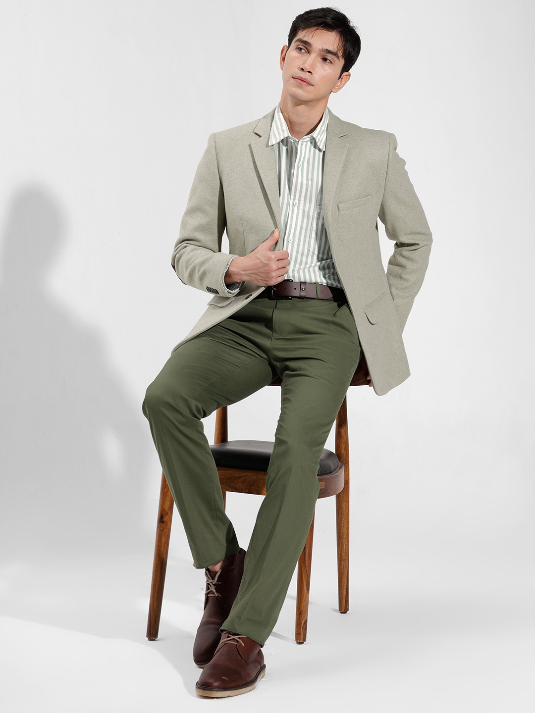 Men's Blue Slim-Fit Single-Breasted Notched Lapel Collar Casual Blazer main image 1