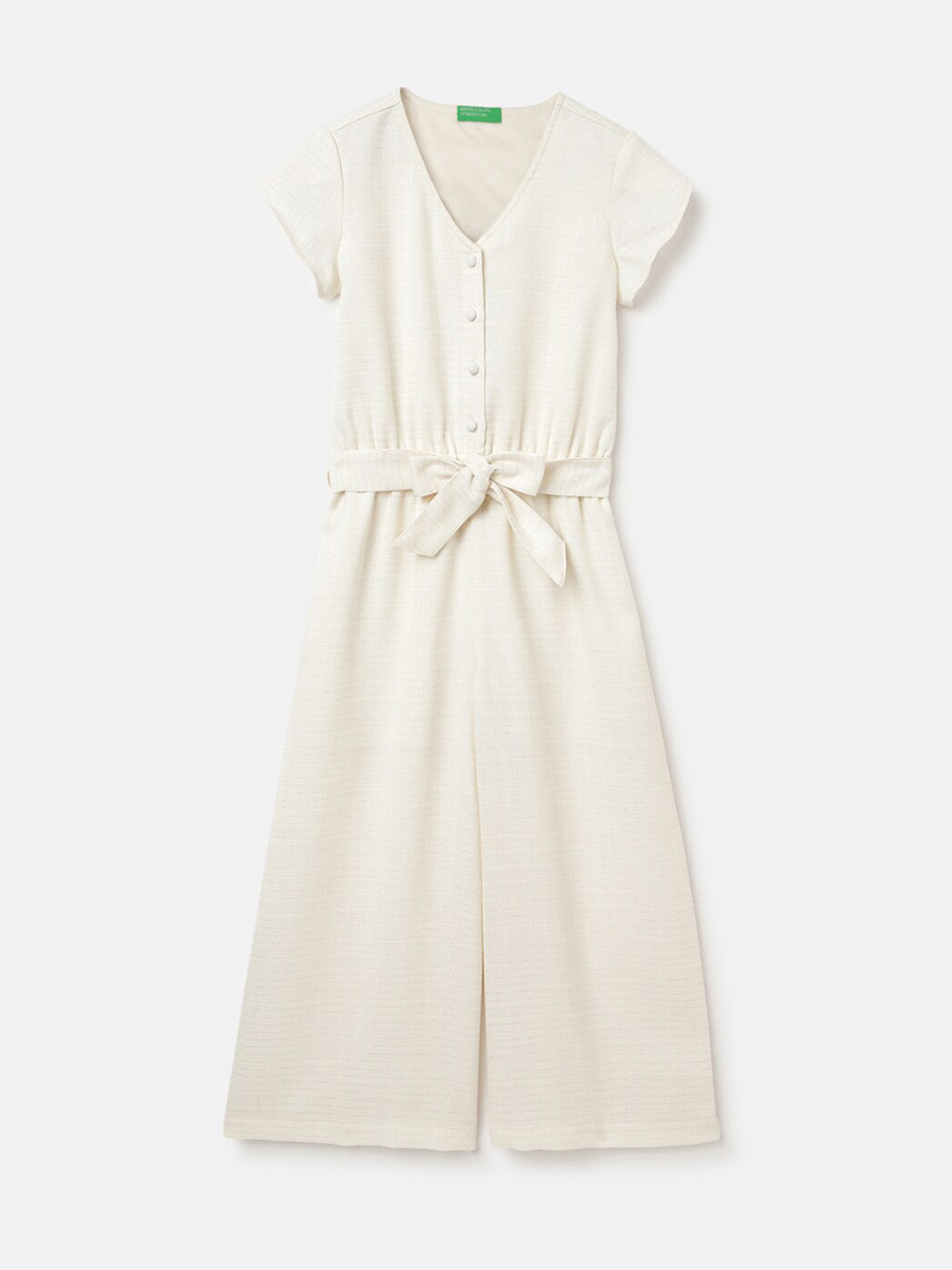 Nautinati Girls Checked With Bow Detail Casual Jumpsuit