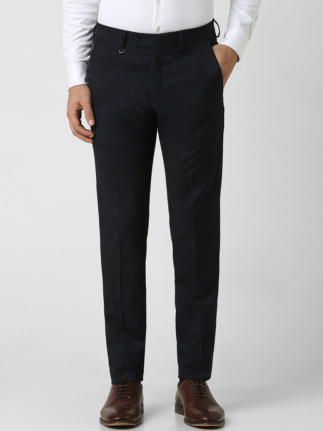 Buy Van Heusen Slim Fit Mid Rise Formal Trousers - Trousers for Men ...