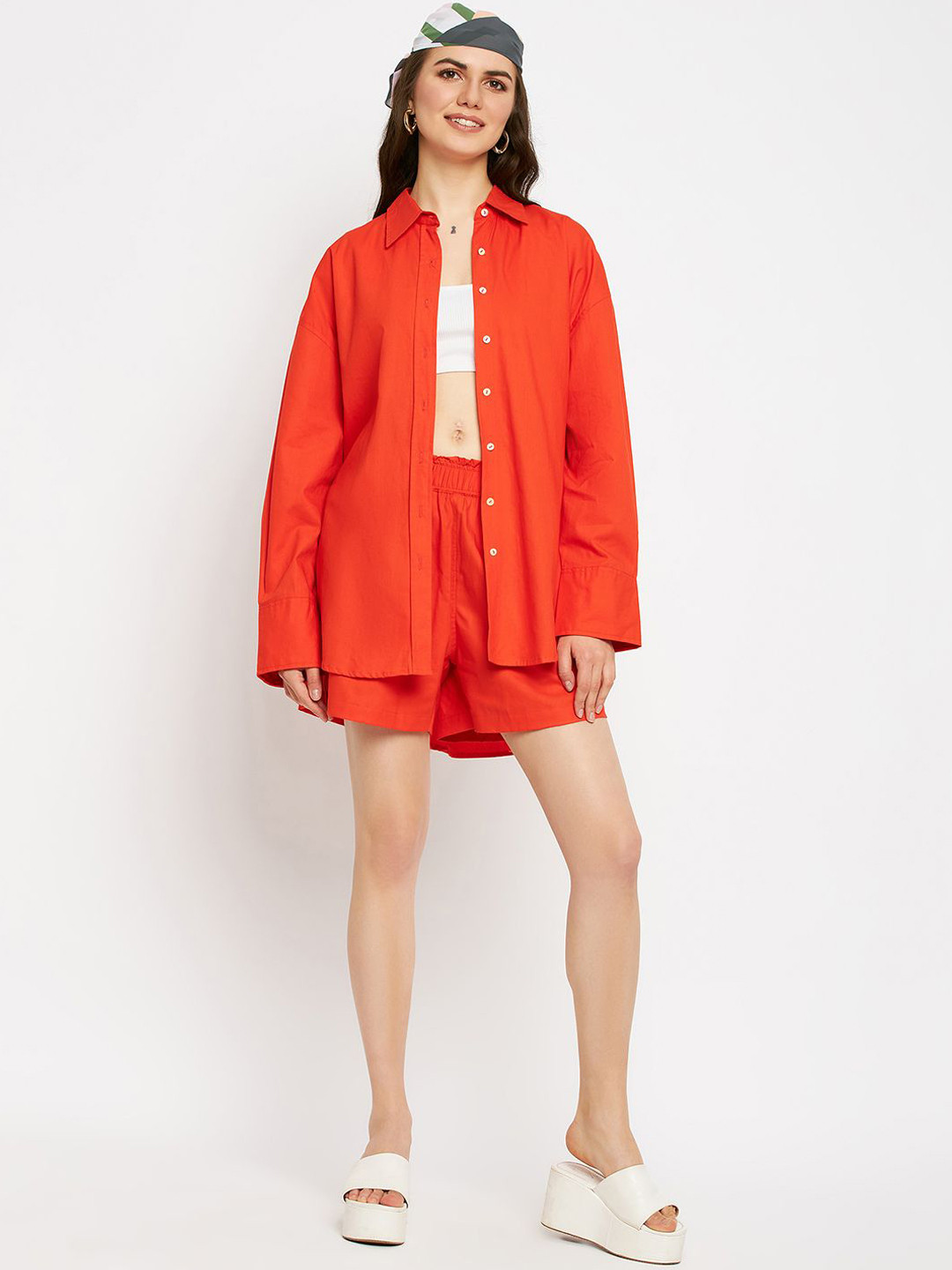 2-Piece Casual Maternity Set – Shirt & Solid Color Shorts main image 0
