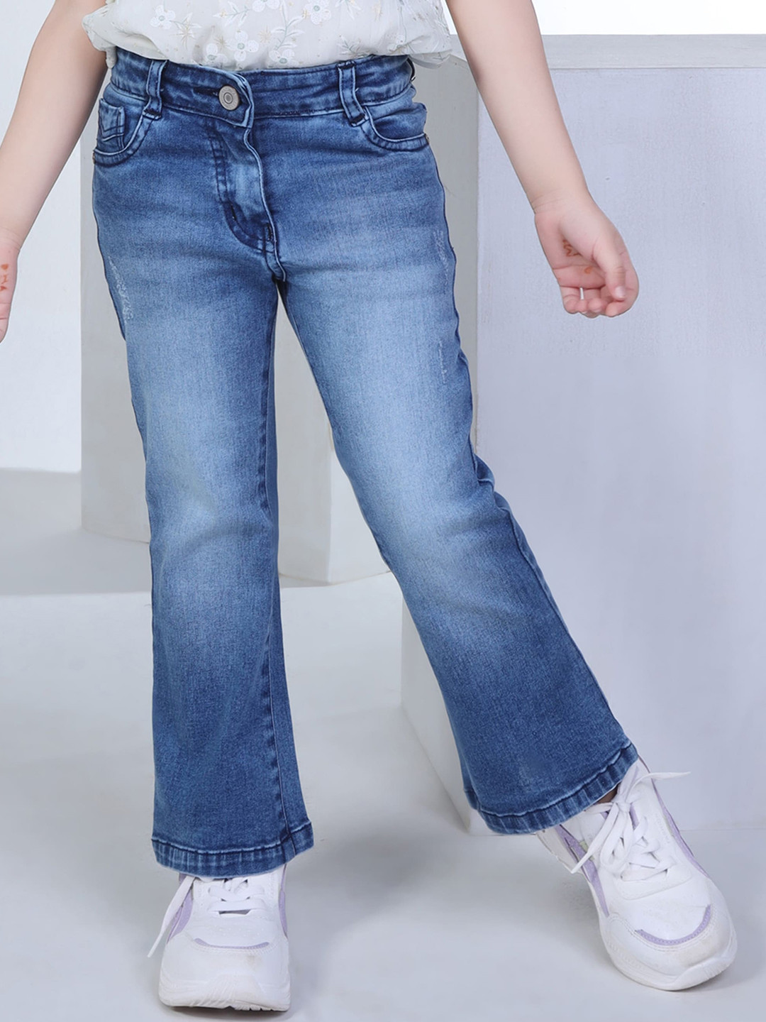 Girls Slim Fit Olive Jeans