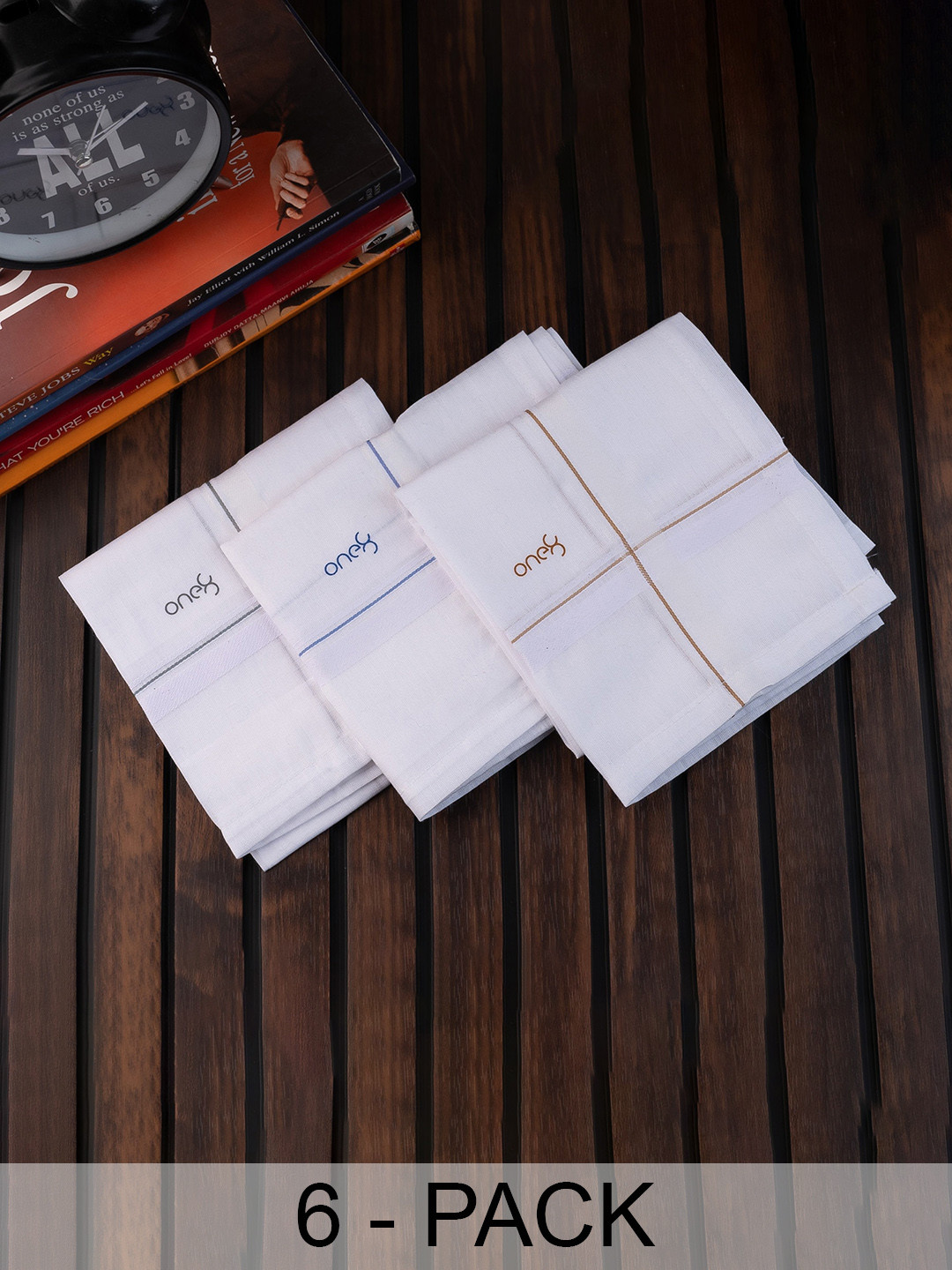 Buy One8 Men Pack Of 6 Striped Pure Cotton Anti Bacterial Handkerchief ...