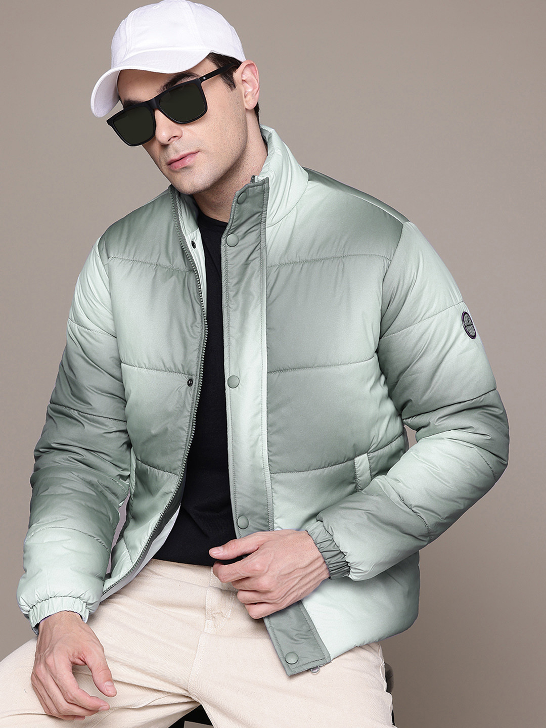 TIE DYE PADDED JACKET - WHITE/BABY BLUE main image 0