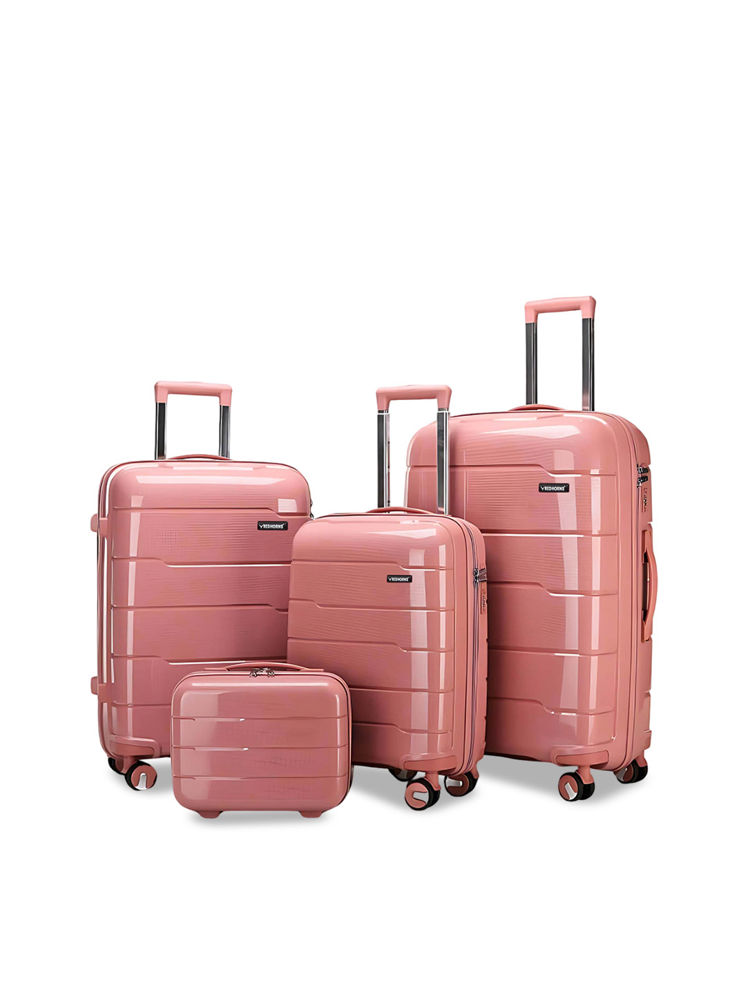 Buy REDHORNS Set Of 4 Textured Anti Scratch Trolley Suitcases Trolley