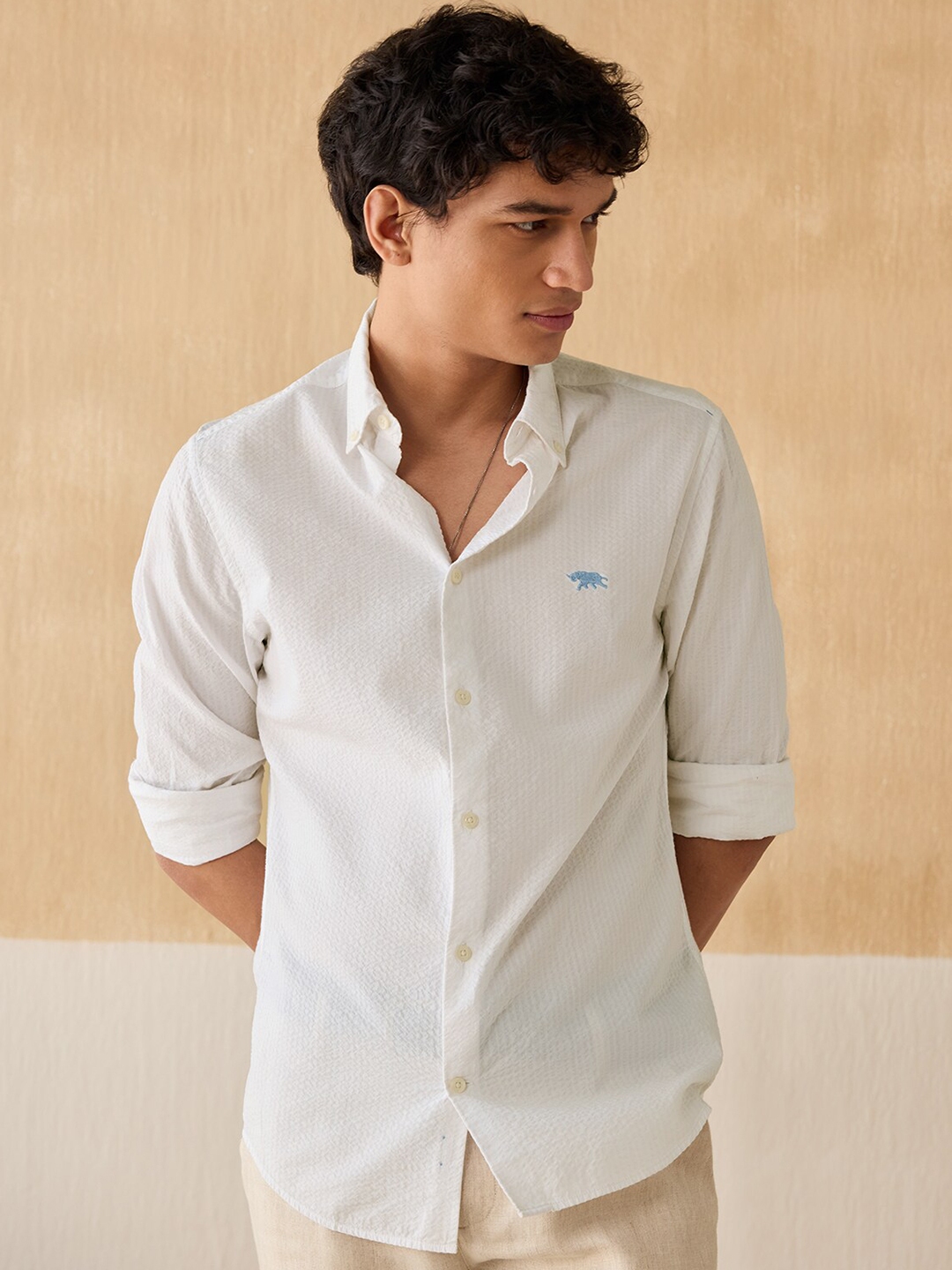 Buy Andamen Premium Cotton Button Down Collar Slim Fit Casual Shirt ...
