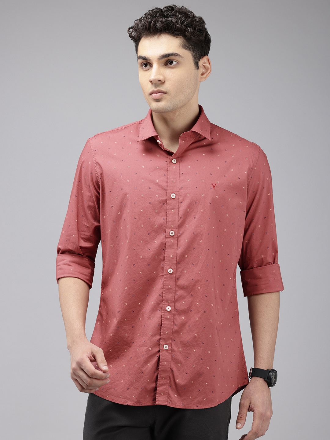 Buy Van Heusen Sport Pure Cotton Slim Fit Geometric Printed Casual ...