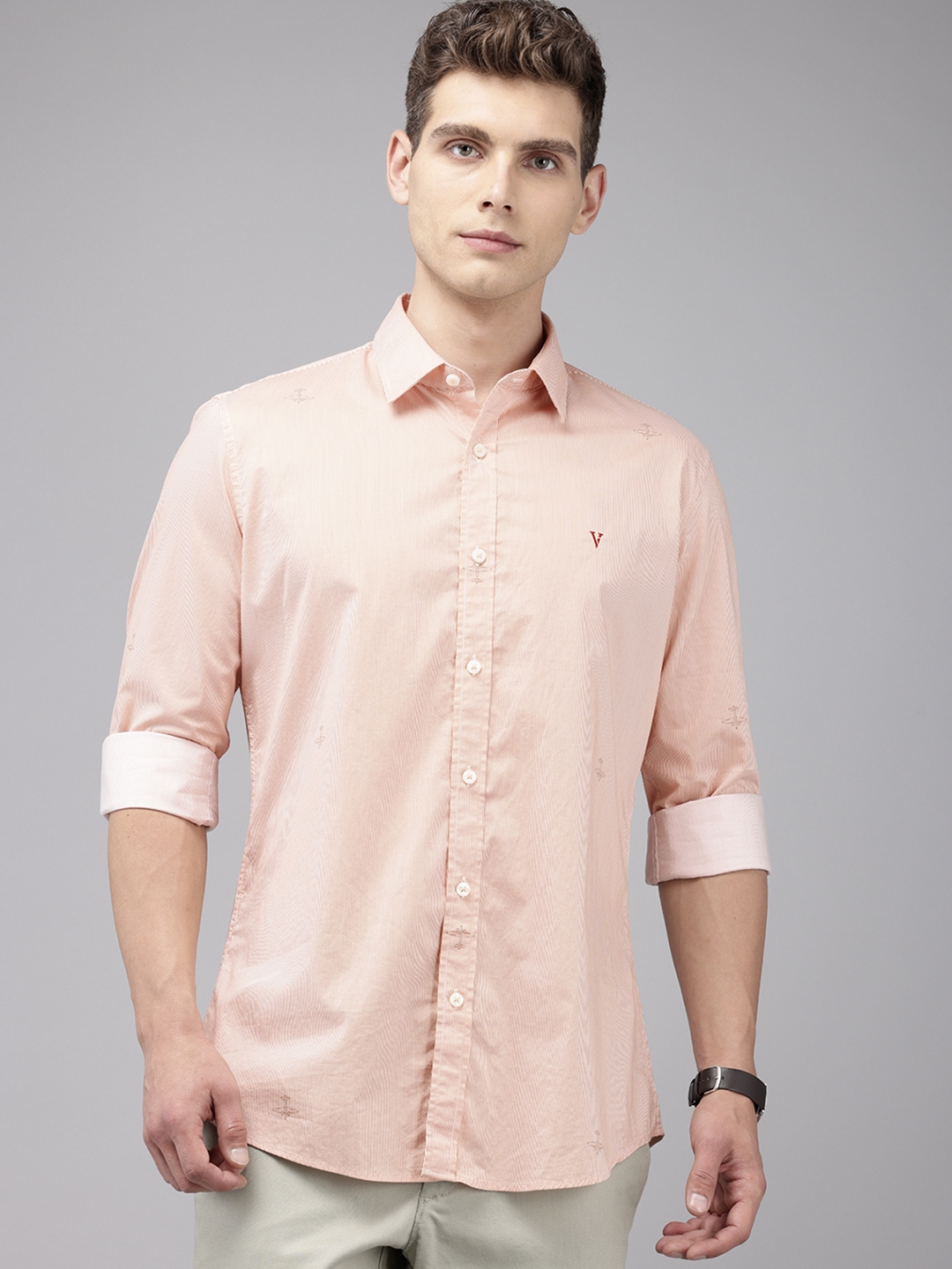 Buy Van Heusen Sport Pure Cotton Slim Fit Opaque Striped Casual Shirt ...