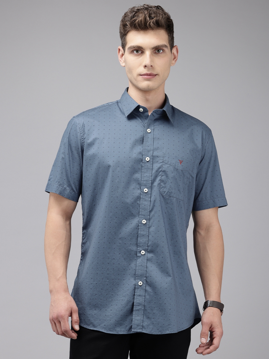 Buy Van Heusen Sport Pure Cotton Slim Fit Geometric Printed Casual ...