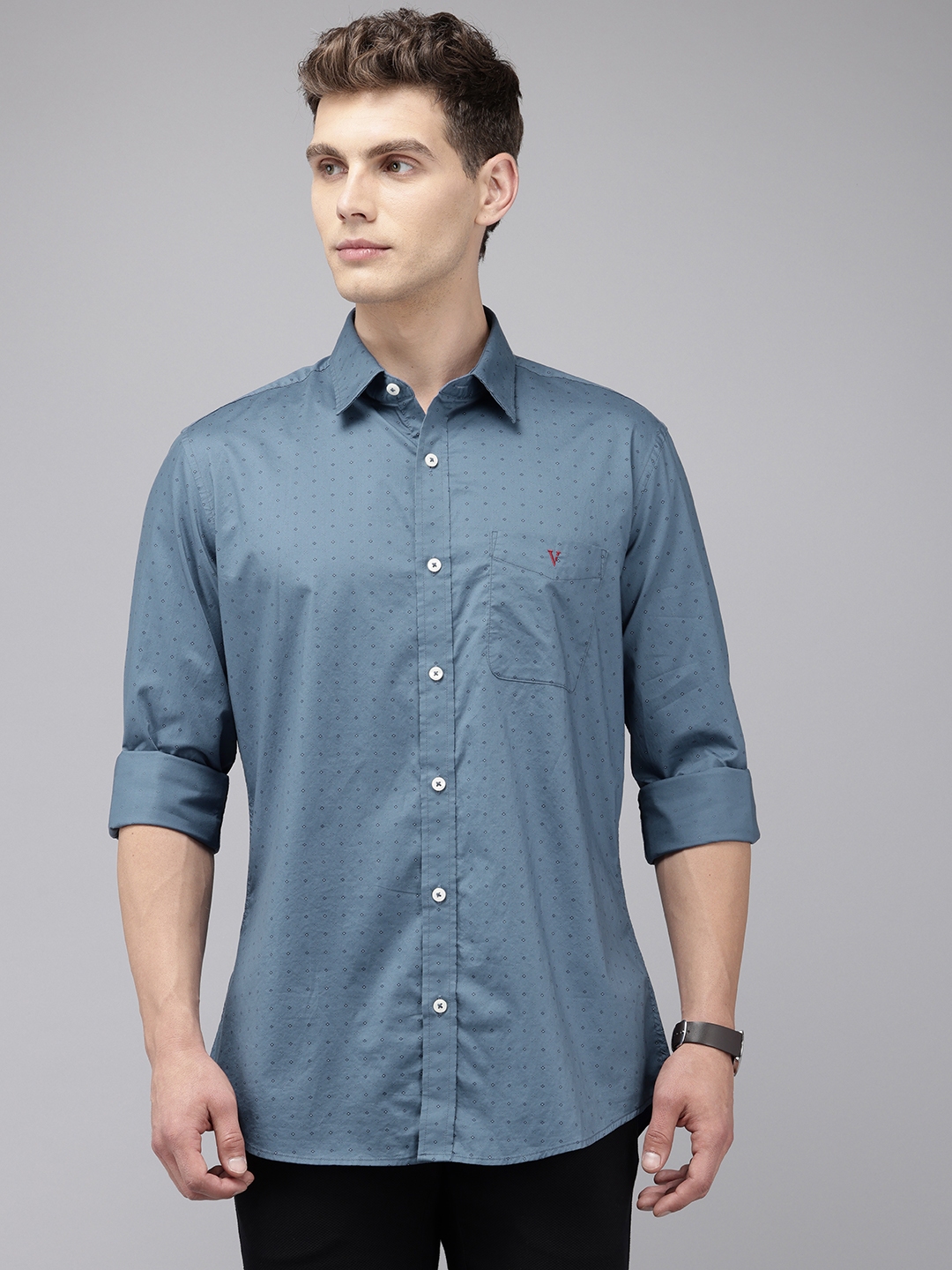 Buy Van Heusen Sport Pure Cotton Slim Fit Opaque Printed Casual Shirt ...