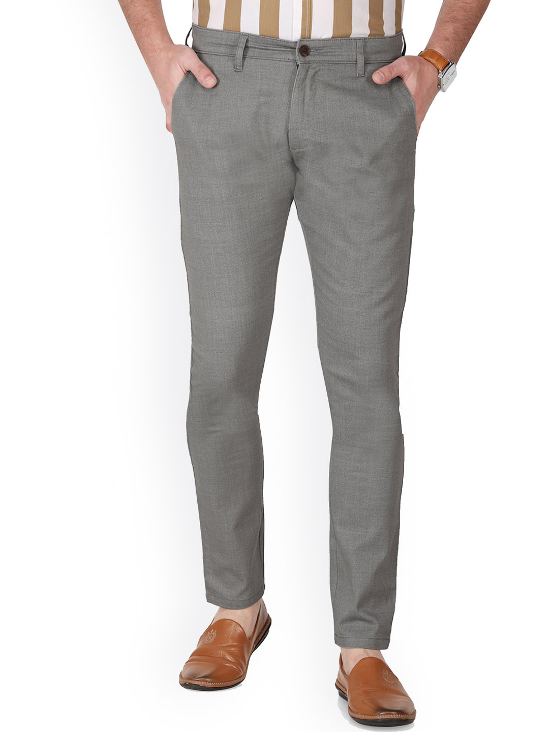 Buy Monterrey SF Men Textured Relaxed Slim Fit Easy Wash Cotton Chinos ...