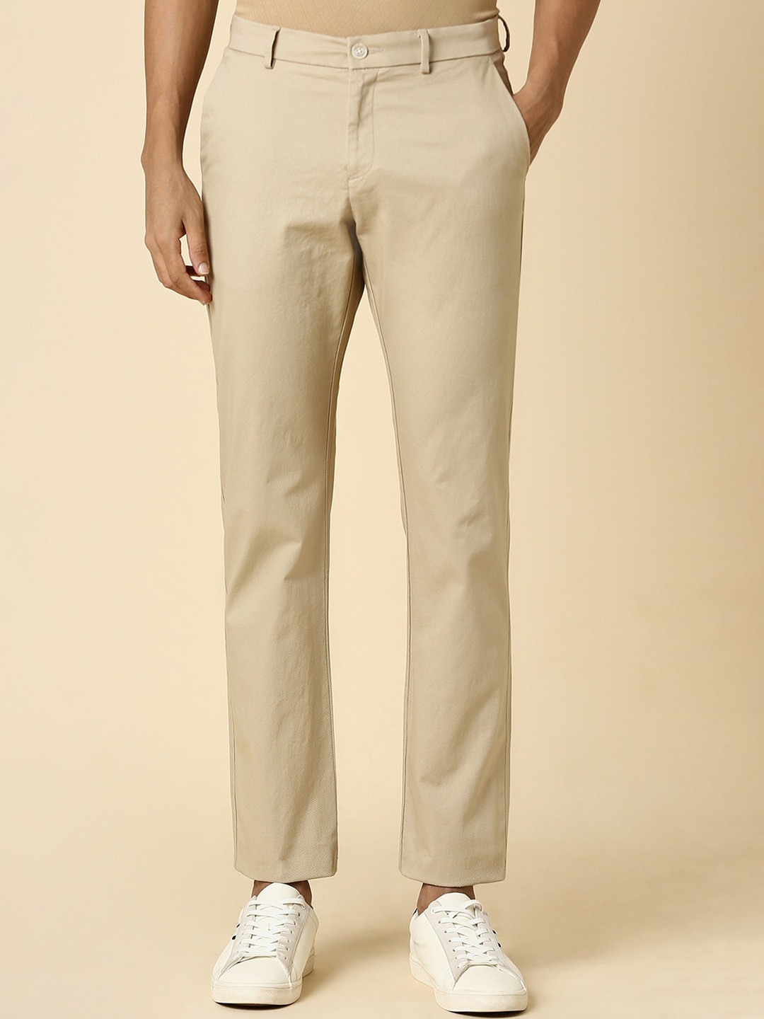 Buy Allen Solly Men Mid Rise Cotton Casual Trousers - Trousers for Men ...