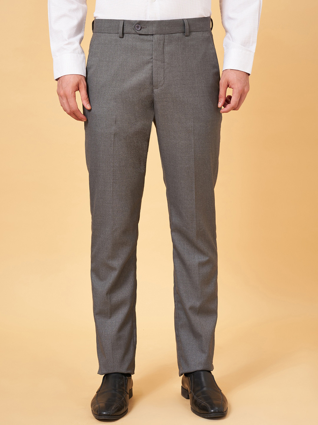 Buy Peregrine By Pantaloons Men Textured Slim Fit Formal Trousers 