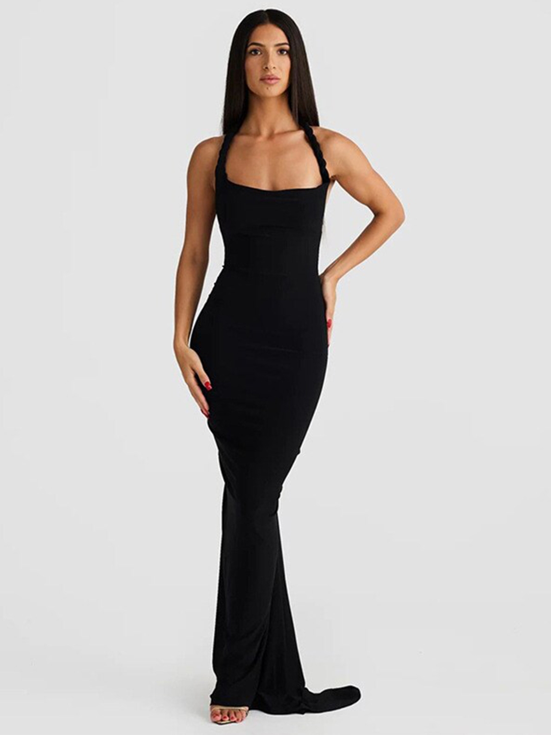 Buy StyleCast X Revolte Black Shoulder Straps Maxi Dress - Dresses for ...