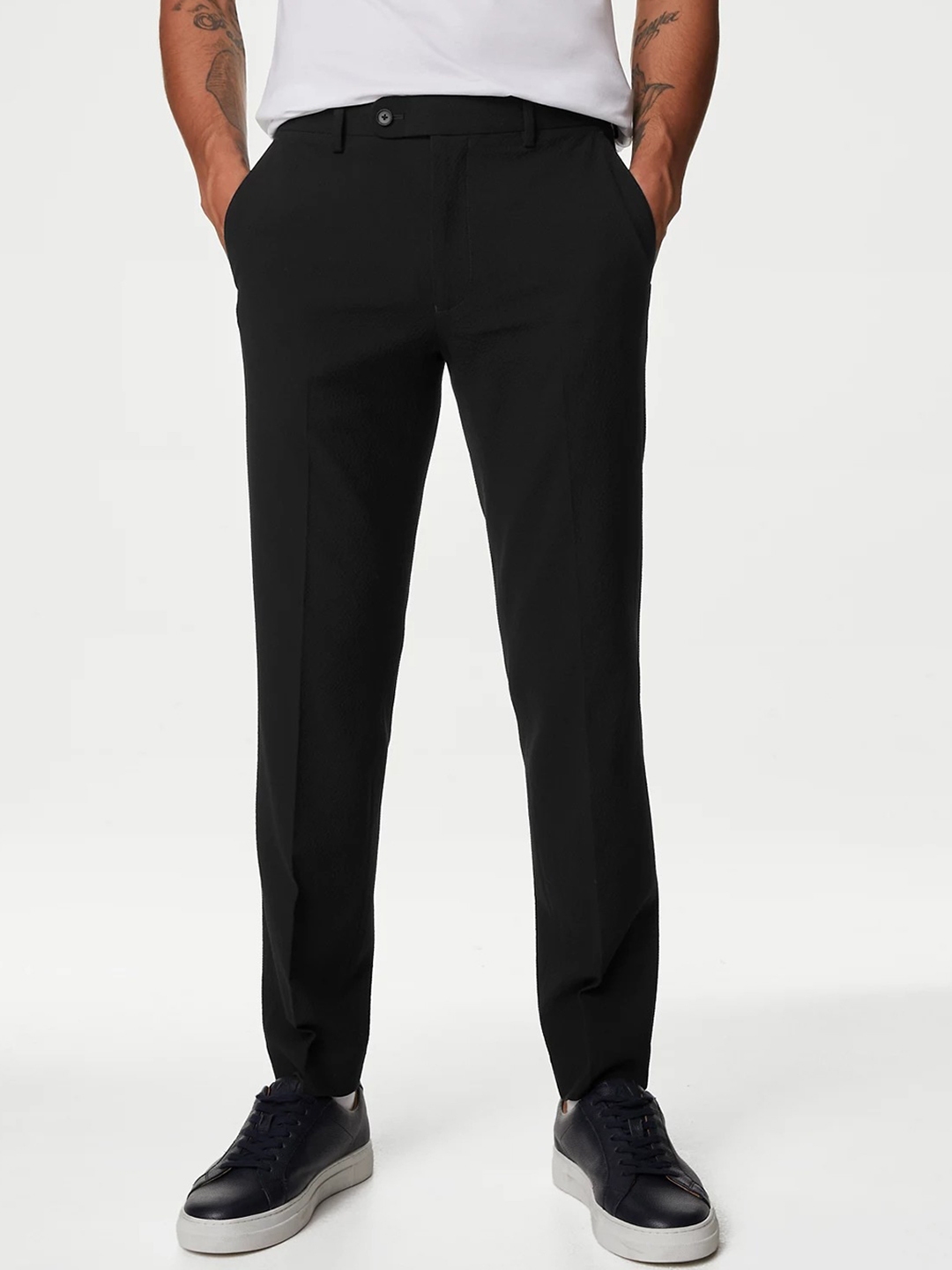 Buy Marks & Spencer Men Mid Rise Trousers - Trousers for Men 29269974 ...