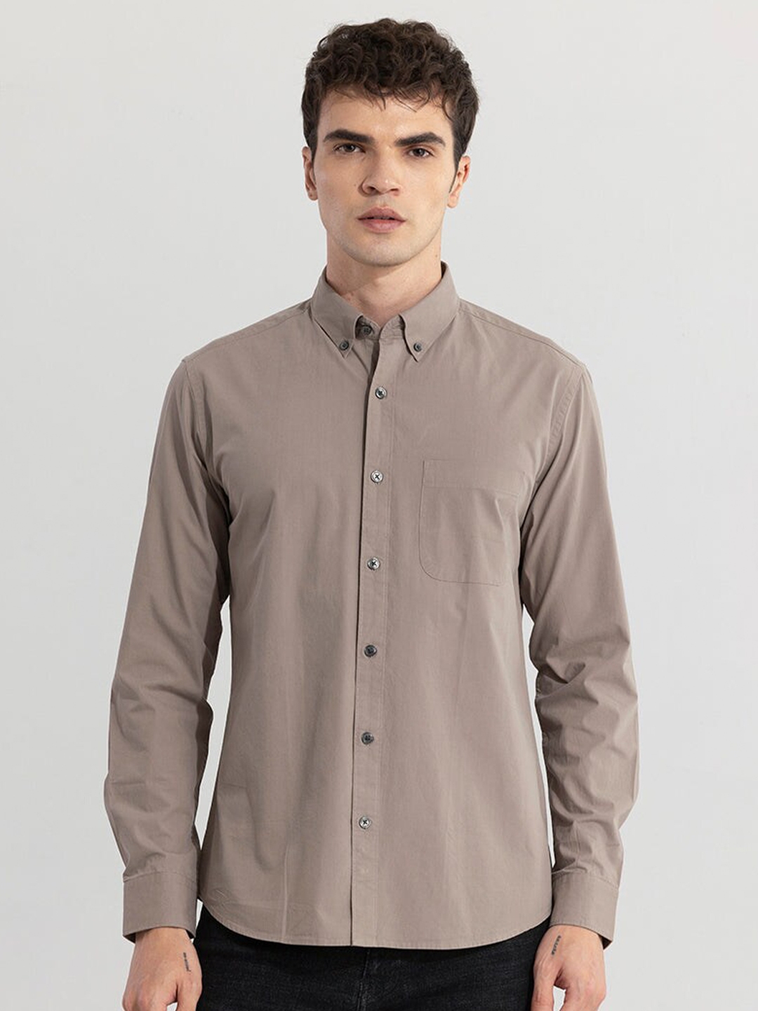 Buy Snitch Classic Slim Fit Button Down Collar Cotton Casual Shirt ...