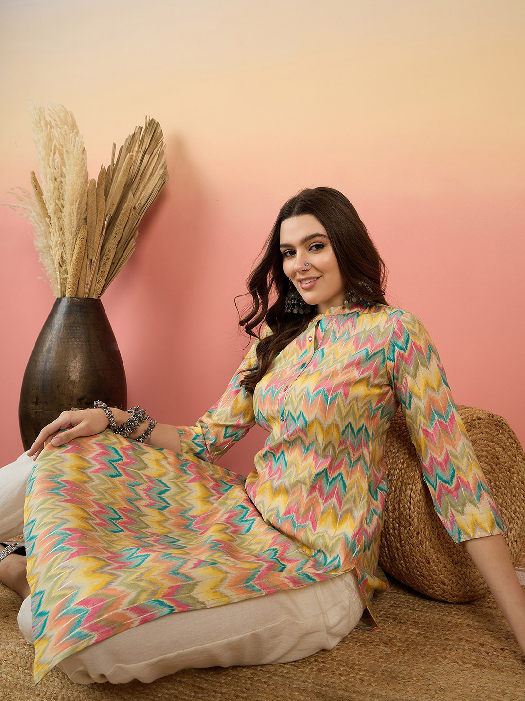 Women's Multi Chevron A-Line Kurta