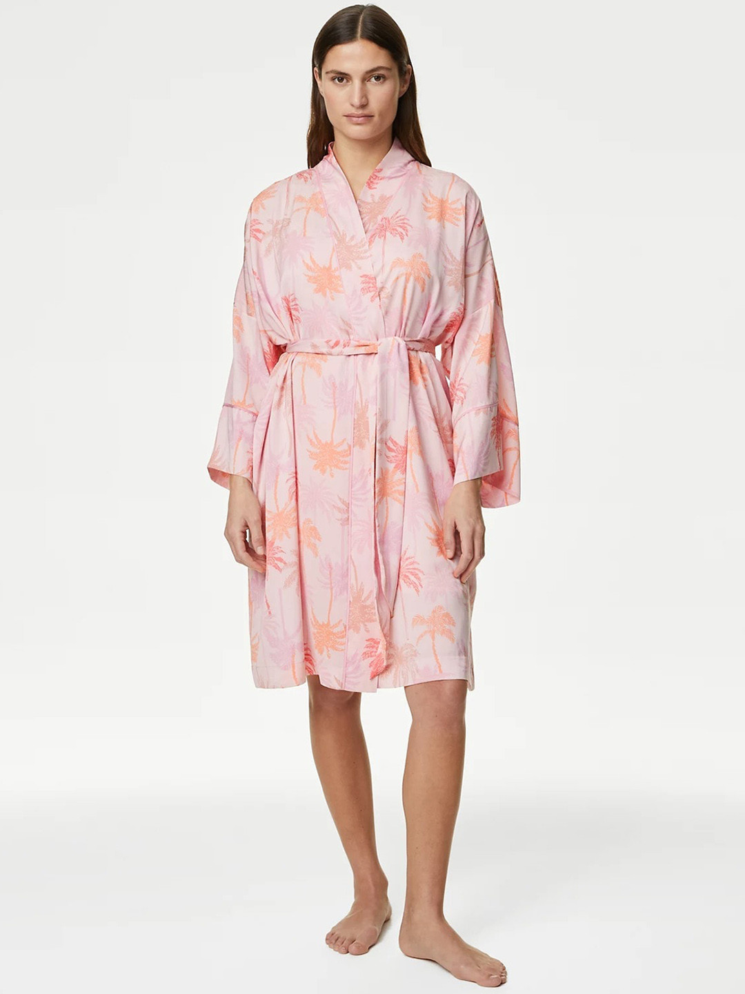 Buy Marks & Spencer Printed Satin Kimono Dressing Robe - Robe for Women ...