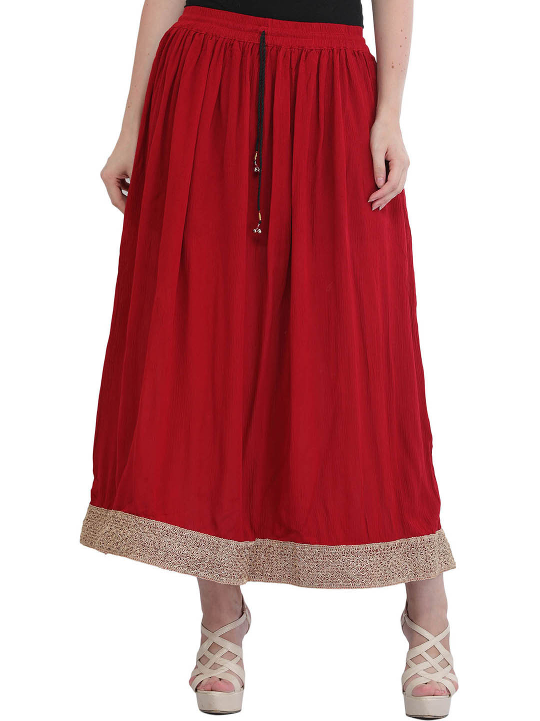 Flared Turquoise Tarika Silk Indian Skirt