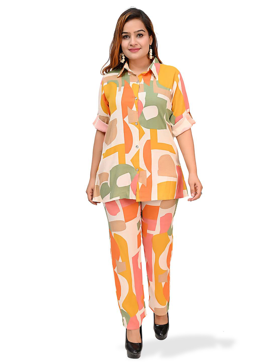 Women Printed Round Neck Top With palazzos & Dupatta Co-Ords Set