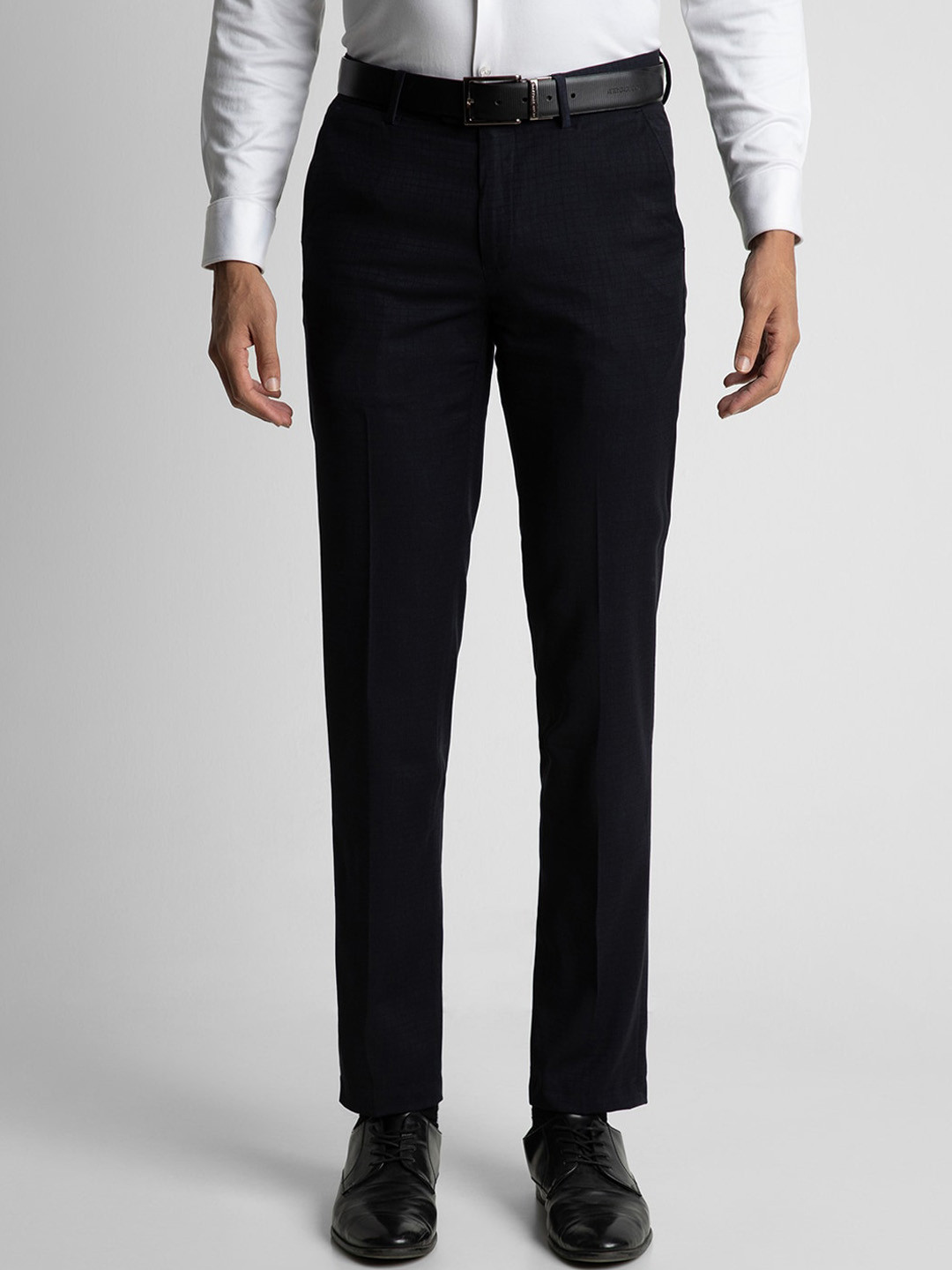 Buy Peter England Elite Men Slim Fit Mid Rise Formal Trousers ...
