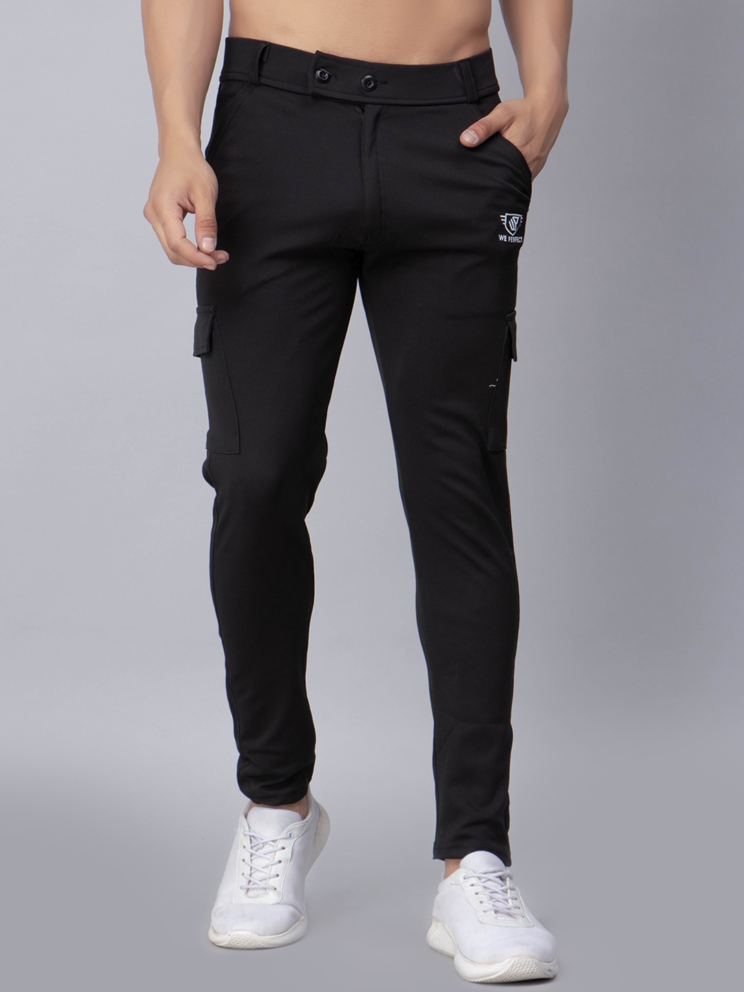 Buy WE PERFECT Men Relaxed Mid Rise Mid Rise Cotton Cargos Trousers ...