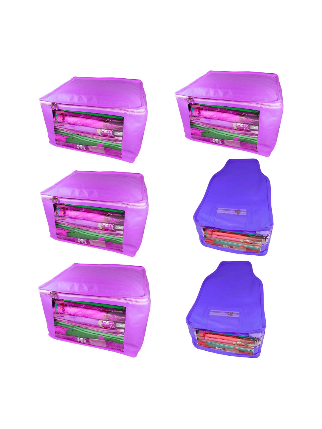Atorakushon 6 Sacchetti Porta Abiti In Raso Con Finestra Trasparente - Copriabiti Organizer Per Armadio, Viaggio - Rosa