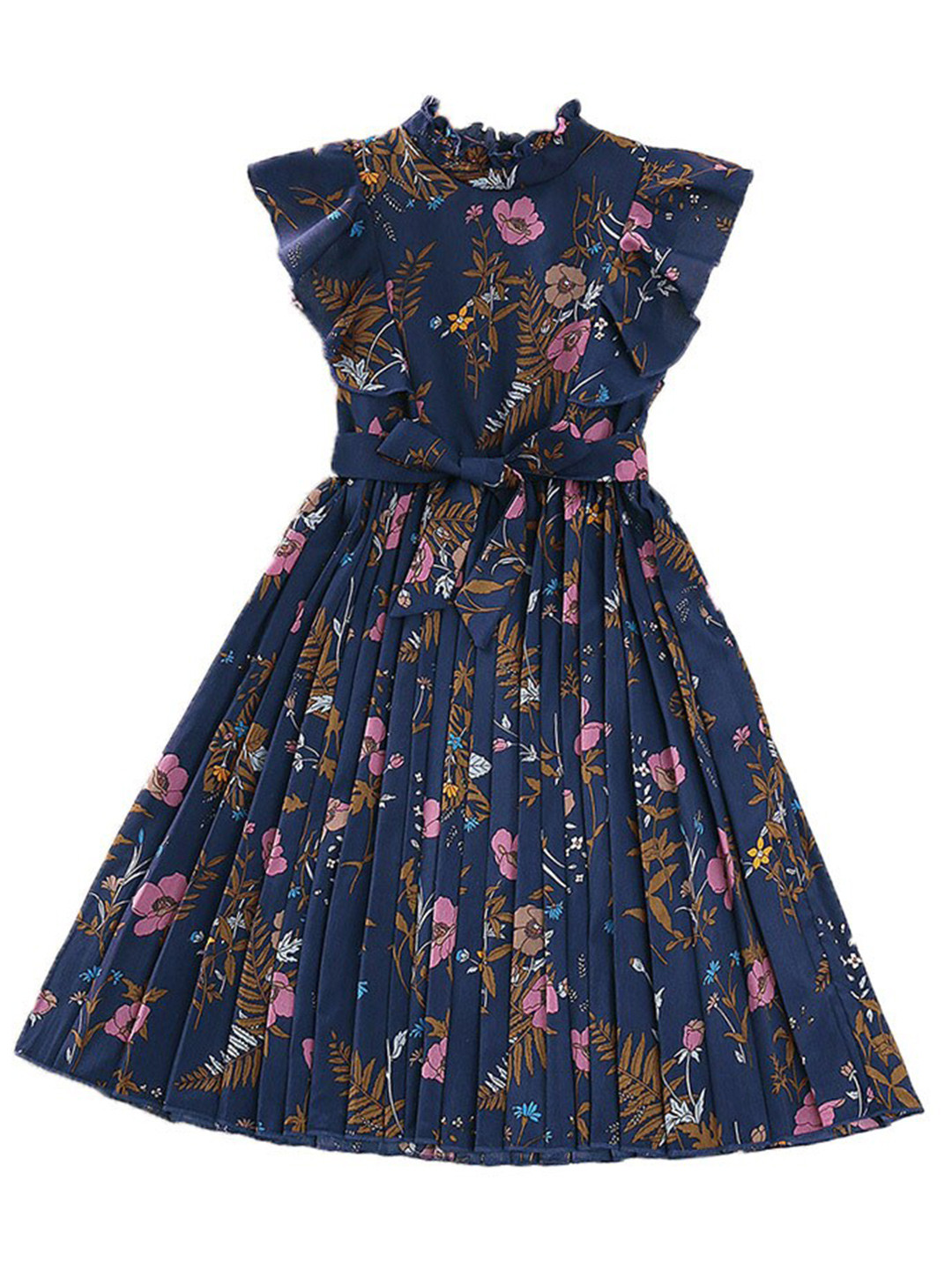 Nautinati Girls' Fit & Flare Holographic Foil Printed Mesh Party Dress