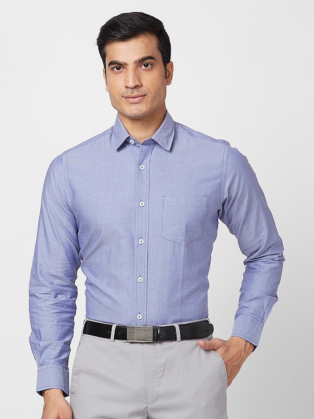 Buy ColorPlus Contemporary Fit Spread Collar Full Sleeves Cotton Formal ...