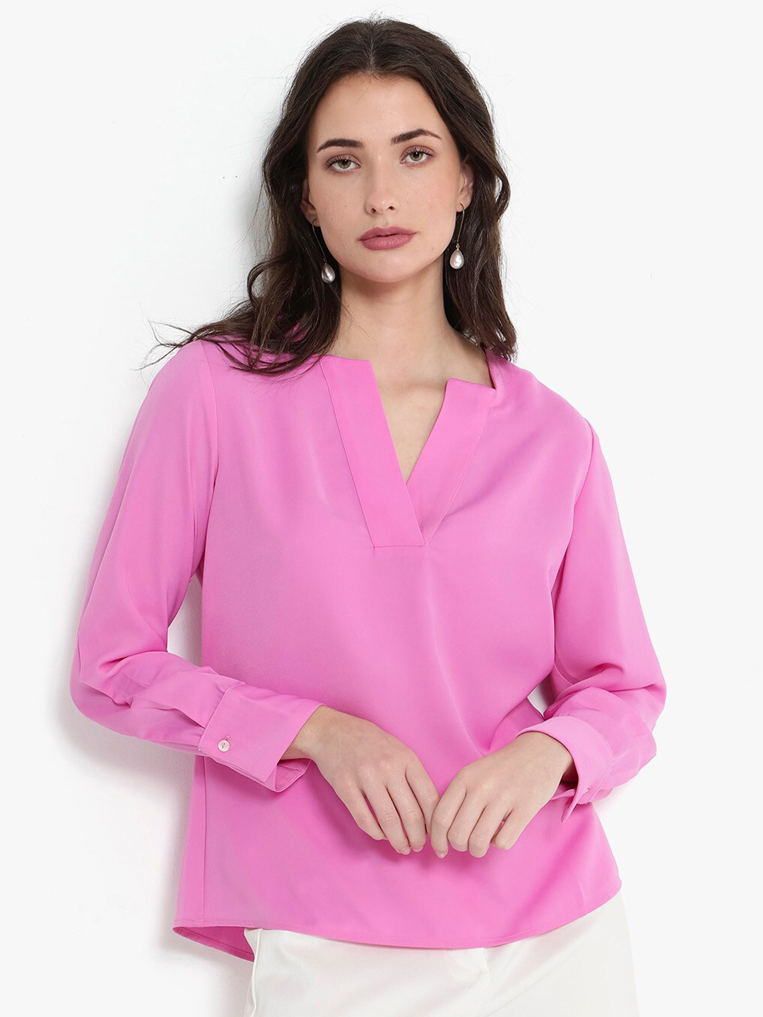 Basic Black Wide Cuffed Top with Pocket main image 1