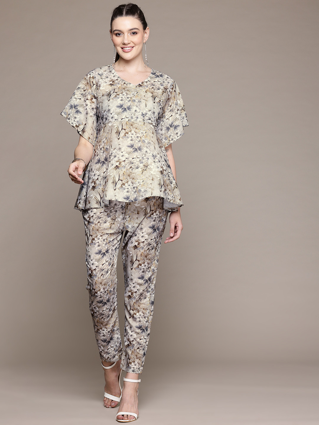 Women's Yellow Print Crepe Top