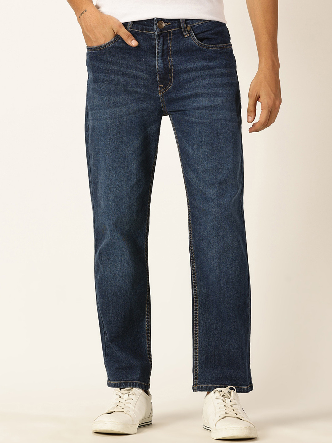 Buy Thomas Scott Men Smart Relaxed Fit Light Fade Stretchable Jeans ...