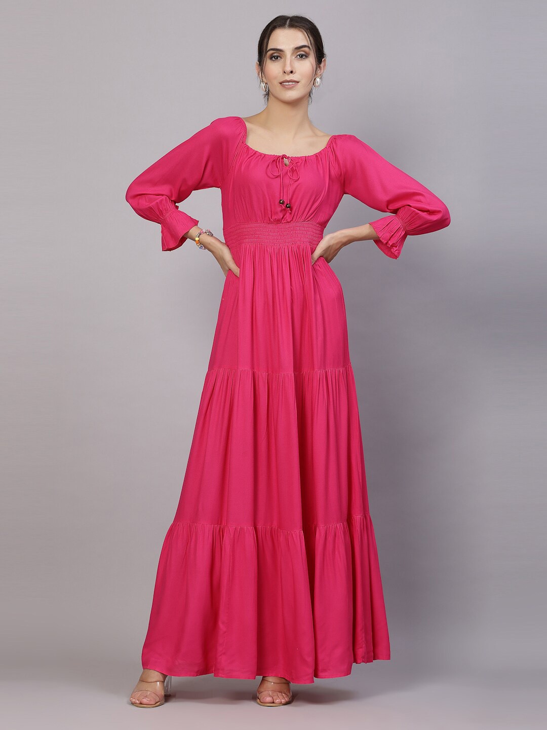 Aayu Women Dobby Smoking Dress