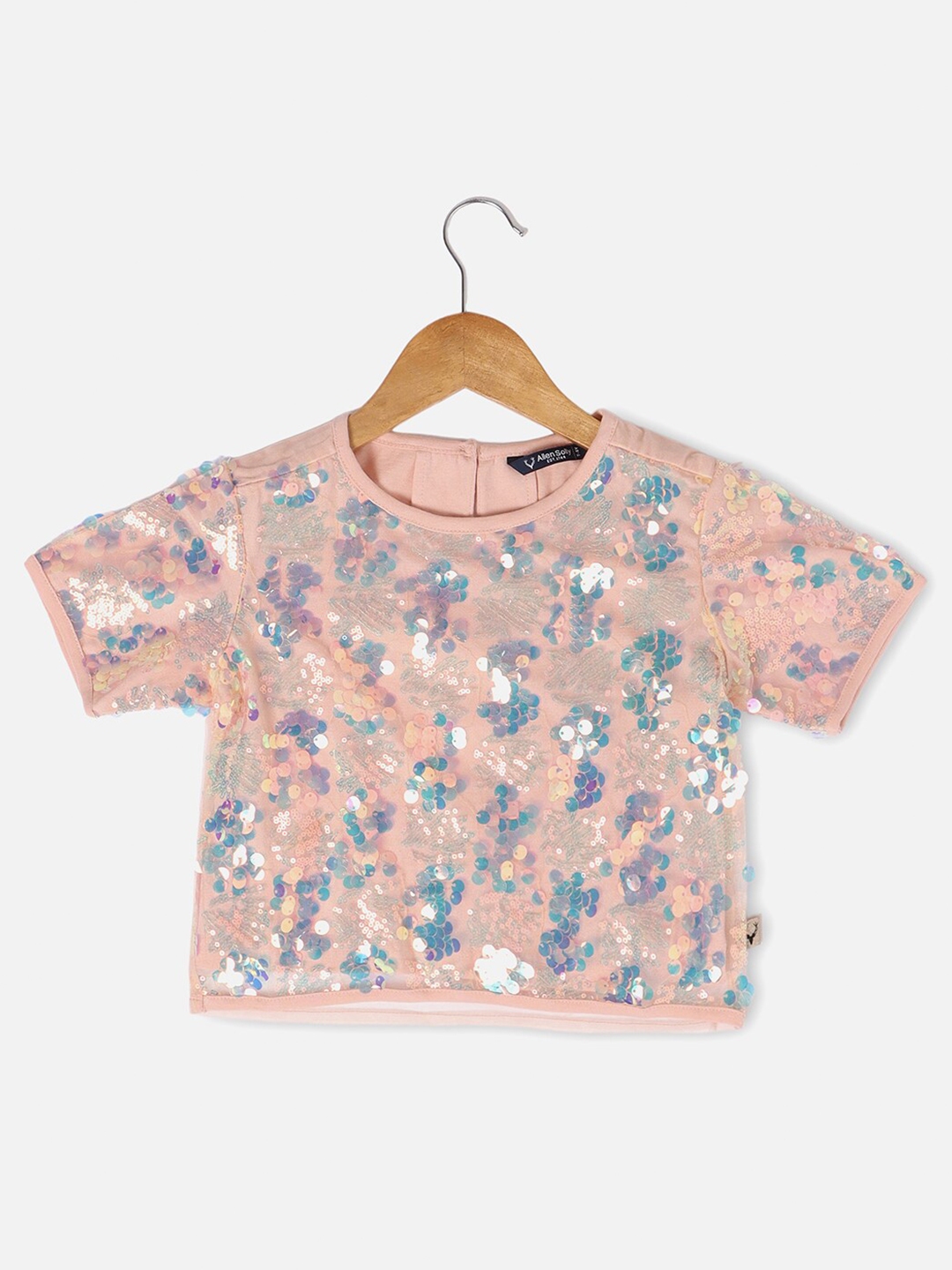 Buy Allen Solly Junior Girls Embellished Round Neck Short Sleeves Top ...