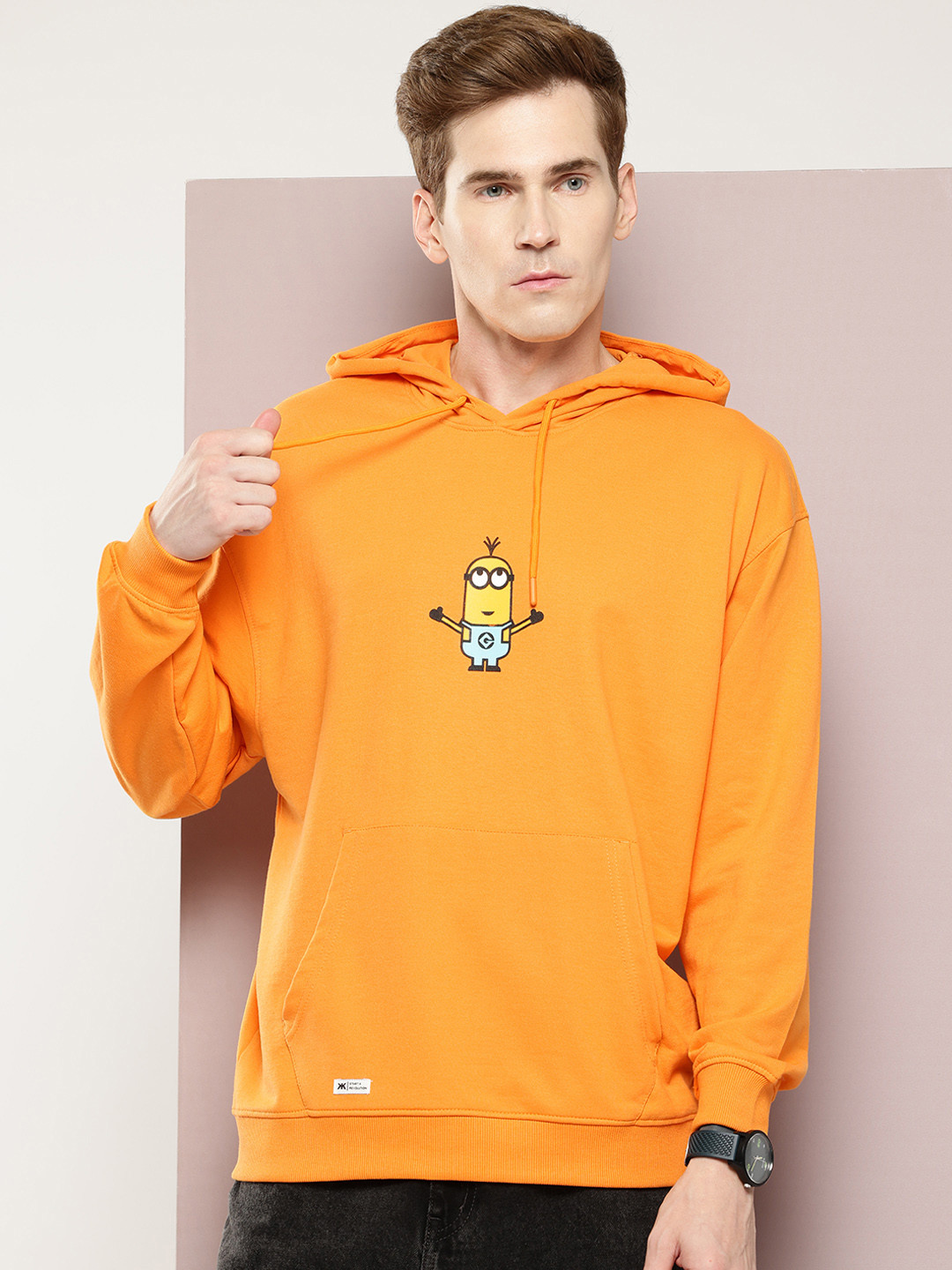 Kevin The Minions Lets Fight With Kung Fu Sounds Printed Baby Boys Girls Cotton Hoodie In Dhaka main image 1