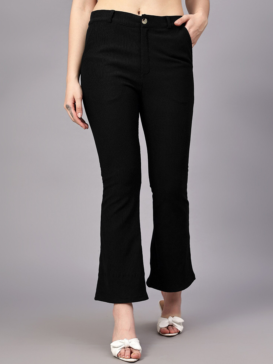 Women Mid-Rise Bootcut Trousers