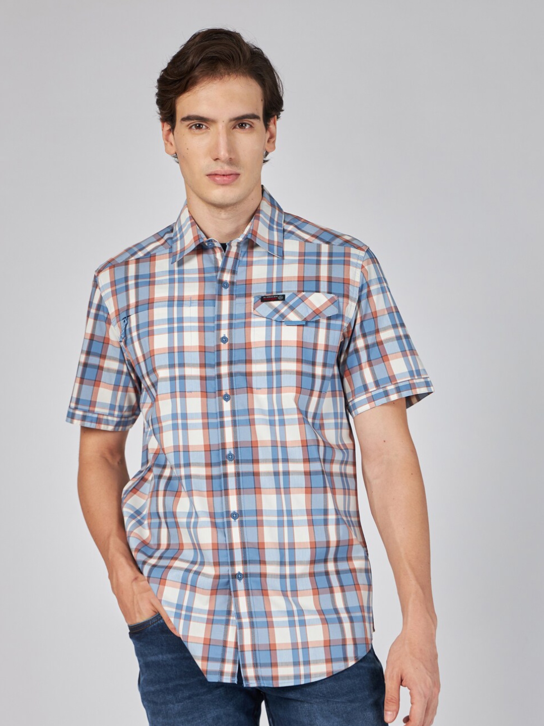 Buy Wrangler Tartan Checked Spread Collar Casual Shirt - Shirts for Men ...